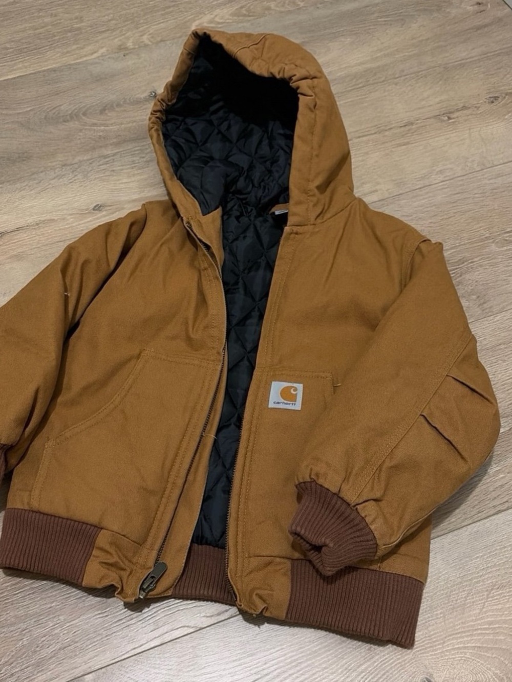 Carhartt Brown Quilted-Lined Hooded Work Jacket